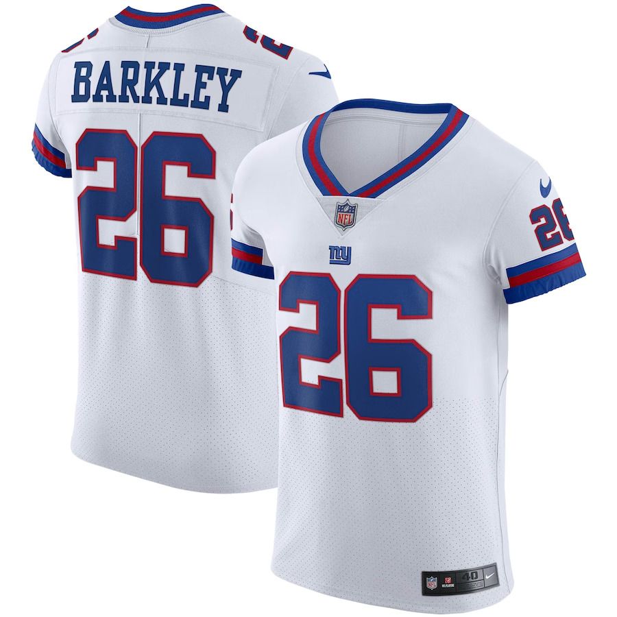 Men New York Giants #26 Saquon Barkley Nike White Vapor Elite Player NFL Jersey